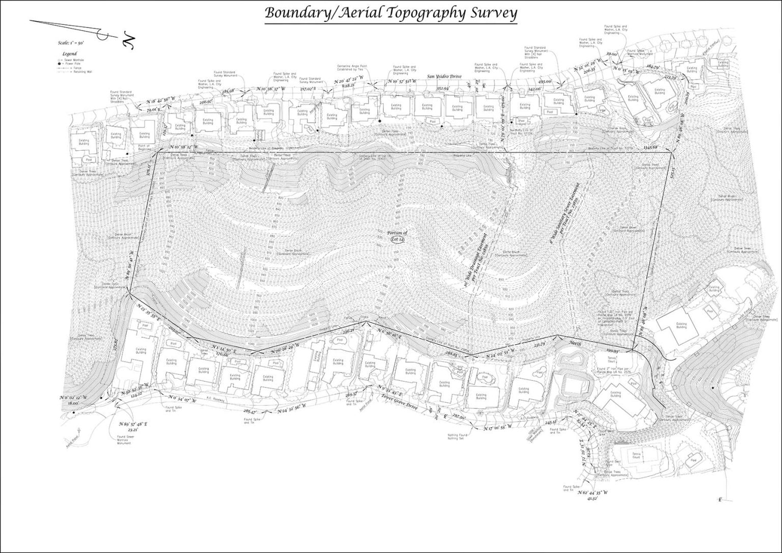 A boundary arial topography survey